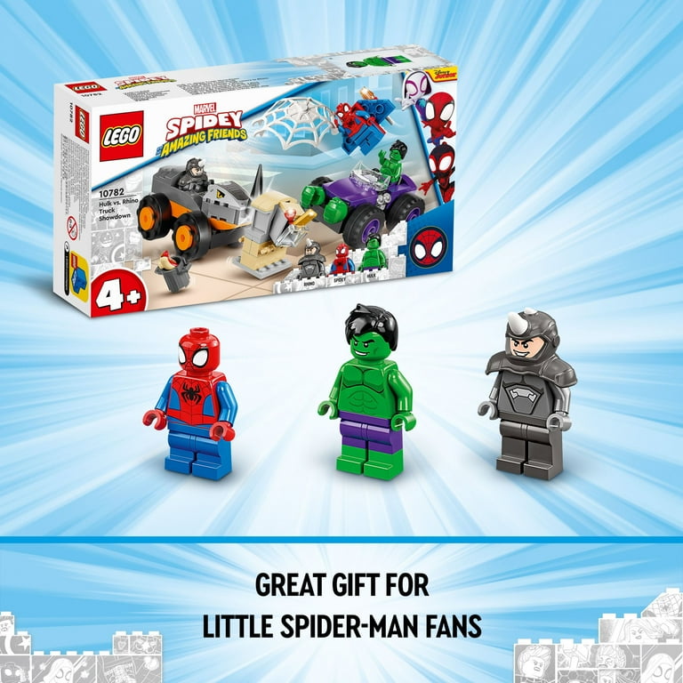 LEGO Marvel Hulk vs. Rhino Monster Truck Showdown 10782 Learning Toy for 4 Year Olds with Spider Man Minifigure Inspired by the Spidey And His