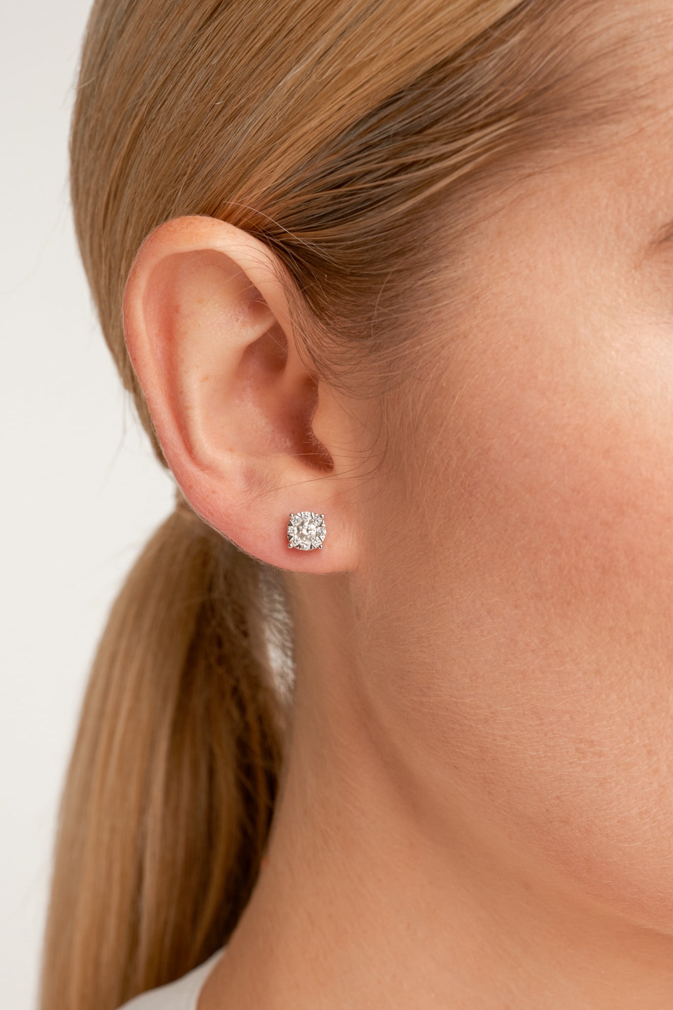 Forever Facets 1/2 CT TW Lab Grown Diamond Earrings in Platinum over Sterling Silver, Adult Female