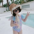 thumbnail image 2 of Girls One Piece Swimsuits - Hawaiian Ruffle Swimwear - Kids Summer Bathing Suit - with Hat Back Bow Swimsuit, 2 of 5