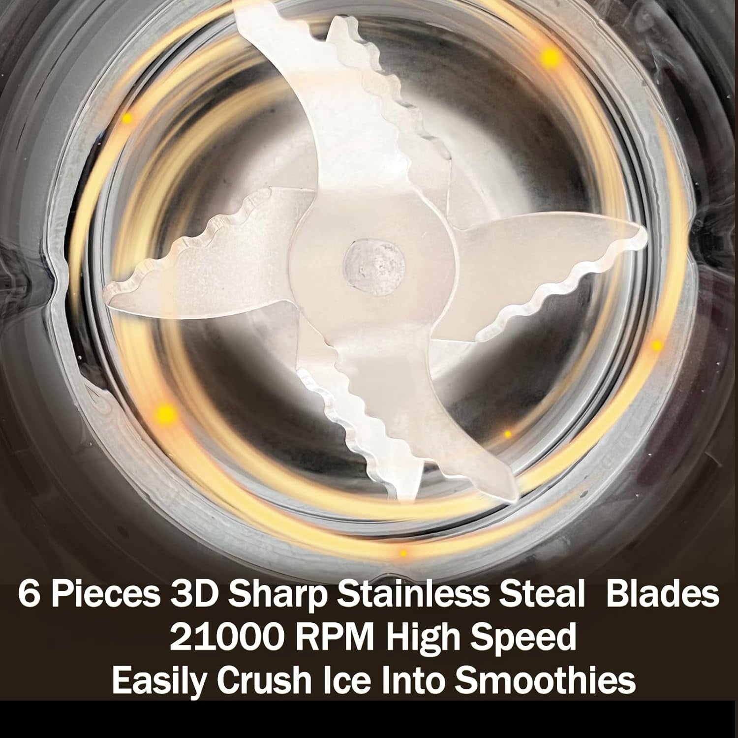 Powerful Kitchen Blender with 1.5L Glass Jar, 21000RPM High Speed, 6pcs 304 Stainless Steel Blades