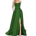 thumbnail image 1 of LUXUR Robe Longue pour Femmes à Encolure Dégagée, Robes Maxi Sans Manches, Robe de Bal Décontractée à Bretelles Spaghetti, Vert Armée G, 1 of 2