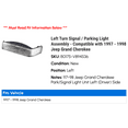 thumbnail image 2 of Left Turn Signal / Parking Light Assembly - Compatible with 1997 - 1998 Jeep Grand Cherokee, 2 of 2