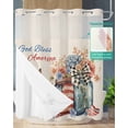 thumbnail image 2 of No Hook Shower Curtain with Snap-in Liner, 4th of July Waterproof Fabric Bathroom Curtains, Independence Day Spring Floral Love Heart Rustic Bath Curtains & Mesh Top Window Standard 72''x72'', 2 of 6