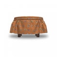 thumbnail image 4 of Butterfly Ottoman Cover, Papillon Cartoon, 2 Piece Slipcover Set with Ruffle Skirt for Square Round Cube Footstool Decorative Home Accent, Standard Size, Apricot Baby Pink, by Ambesonne, 4 of 5