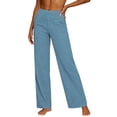 thumbnail image 4 of Pants for Women,Womens Casual Cotton Linen Pants Lightweight Summer Loose Fit High Waist Straight Leg Plus Size Solid Lounge Trousers, 4 of 7