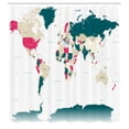 thumbnail image 2 of Ambesonne Earth Shower Curtain, World Map Print Capital City, 69"Wx84"L, Dark Teal, 2 of 4