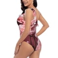 thumbnail image 6 of Daiia Delicate Pink Carnations Women's One Piece Swimsuits Personalized One Shoulder Swimwear Asymmetric Ruffle Bathing Suits-Small, 6 of 8