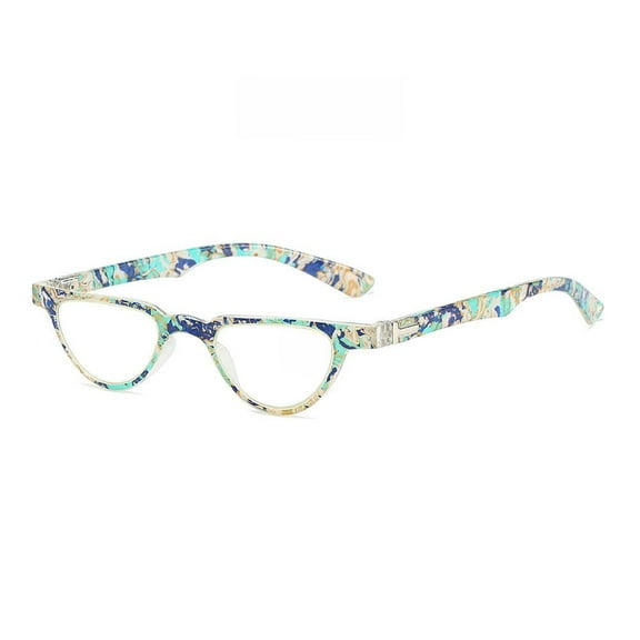 Fashion Anti-Blue Light Half Moon Reading Glasses for Women and Men Blue Triangle HD Presbyopic Glasses Small Frame Spring Hinge Readers 2.50