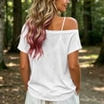 thumbnail image 5 of hoksml Women's Off Shoulder T-Shirt, Short Sleeve Sheer Slouchy Top, Casual Loose Tee for Daily and Summer Wear, 5 of 6