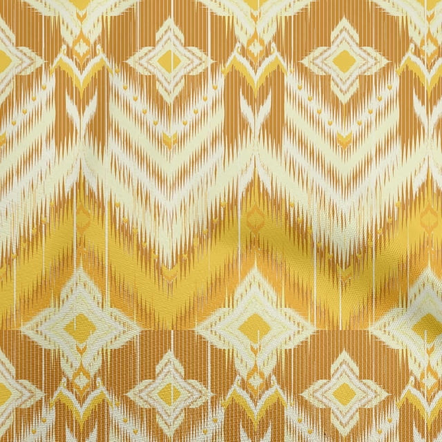 oneOone Velvet Yellow Fabric Asian Ikat Craft Projects Decor Fabric Printed By The Yard 58 Inch Wide