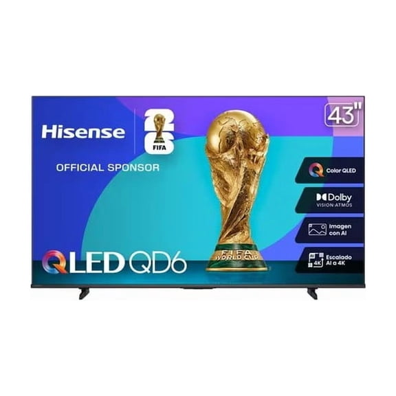 Hisense Smart TV QLED QD6QV 43", 4K Ultra HD, Negro.