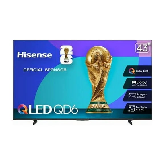 Hisense Smart TV QLED QD6QV 43", 4K Ultra HD, Negro.