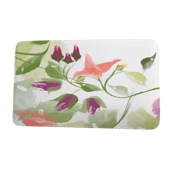 Goals, Gourds, and Gatherings Windy Bloom Coral Floral Print Bath Mat
