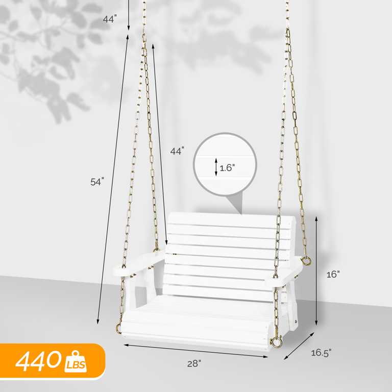 VINGLI 440 lbs Single Person Patio Porch Swing with Adjustable