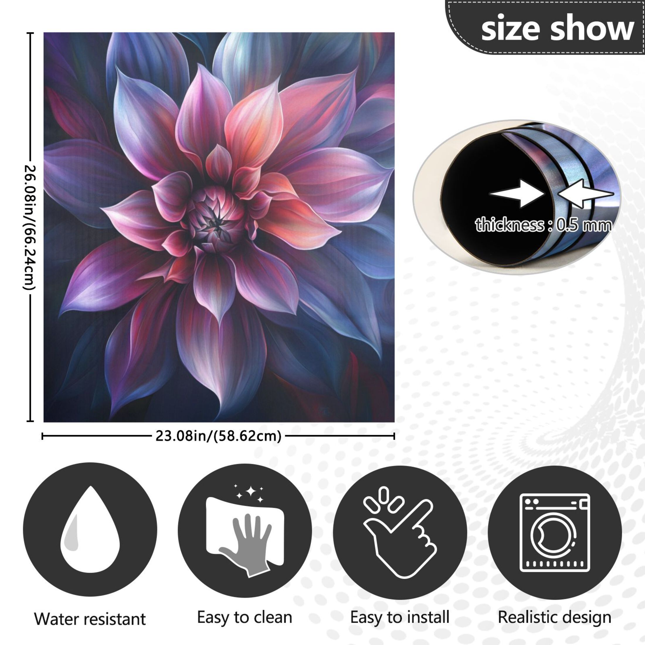Dishwasher Magnetic Sticker 23x26 Inch Refrigerator Magnetic Sticker Washing Machine Magnetic Sticker Kitchen Panel Magnetic Sticker Home Decor Large Purple Flowers