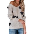 thumbnail image 2 of Tricot pour Femmes Saint-Valentin Doux Confortable Coupe Ample Décontracté Hiver Chaud Col Roulé Haut, 2 of 5
