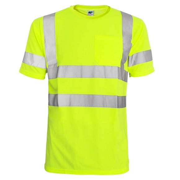 Hi Vis T Shirt ANSI Class 3 Reflective Safety Lime Short Sleeve HIGH Visibility (L)
