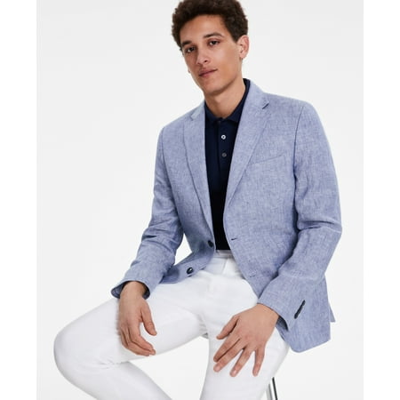 Tommy Hilfiger Mens Modern-Fit Linen Sport Coat Light Blue 38R Blazer