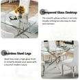 thumbnail image 4 of 50" Rectangular Glass Dining Table for 4-6 People, Modern Tempered Glass Kitchen Table with Irregular Stainless Steel Legs, Dining Table for Small Space, Apartment, Home Office, 4 of 6