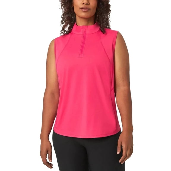 Mondetta Women's Half Zip Sleeveless Tank Pink, Size S