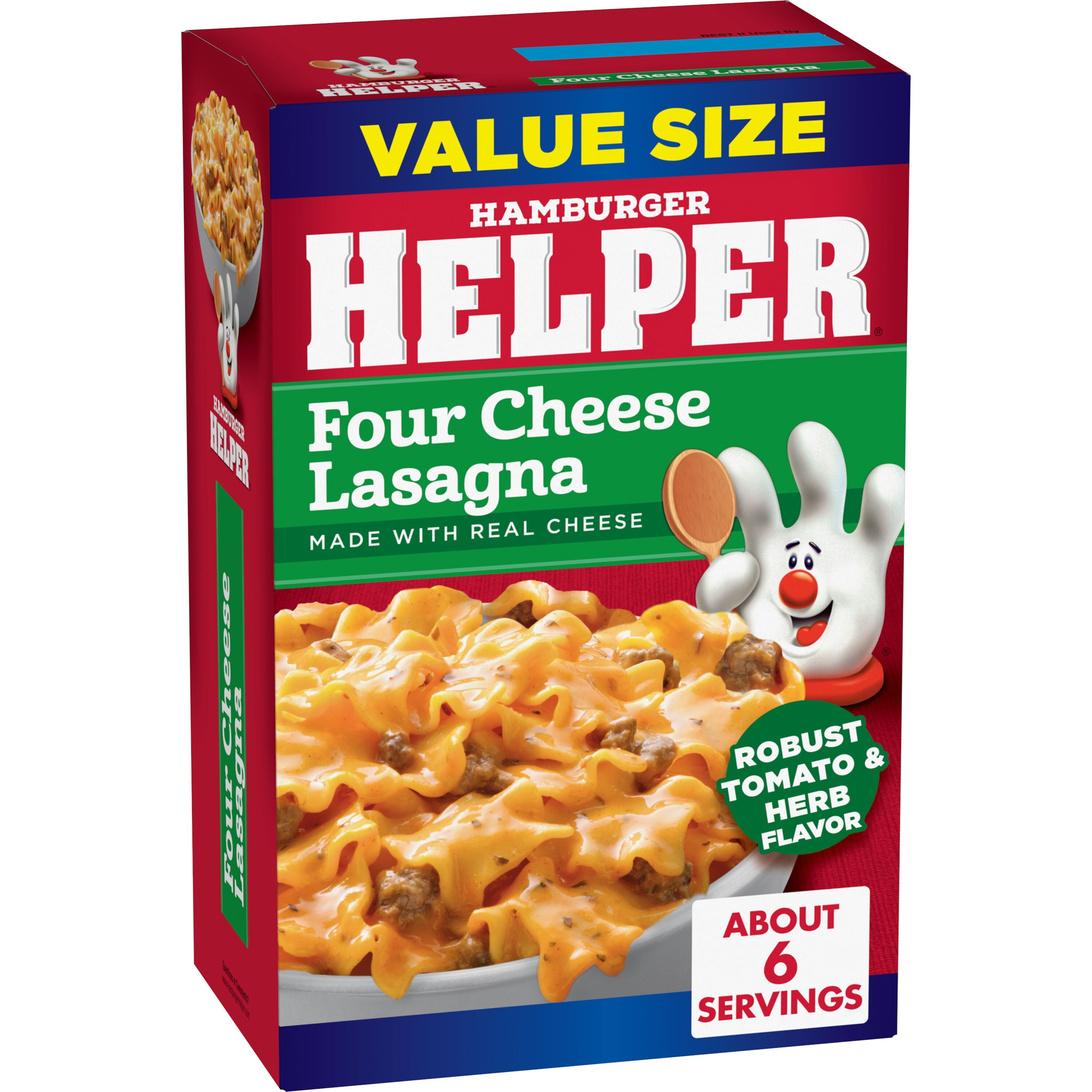 (6 pack) Hamburger Helper Pasta Four Cheese Lasagna Value Size, 8.8 Ounces Box.