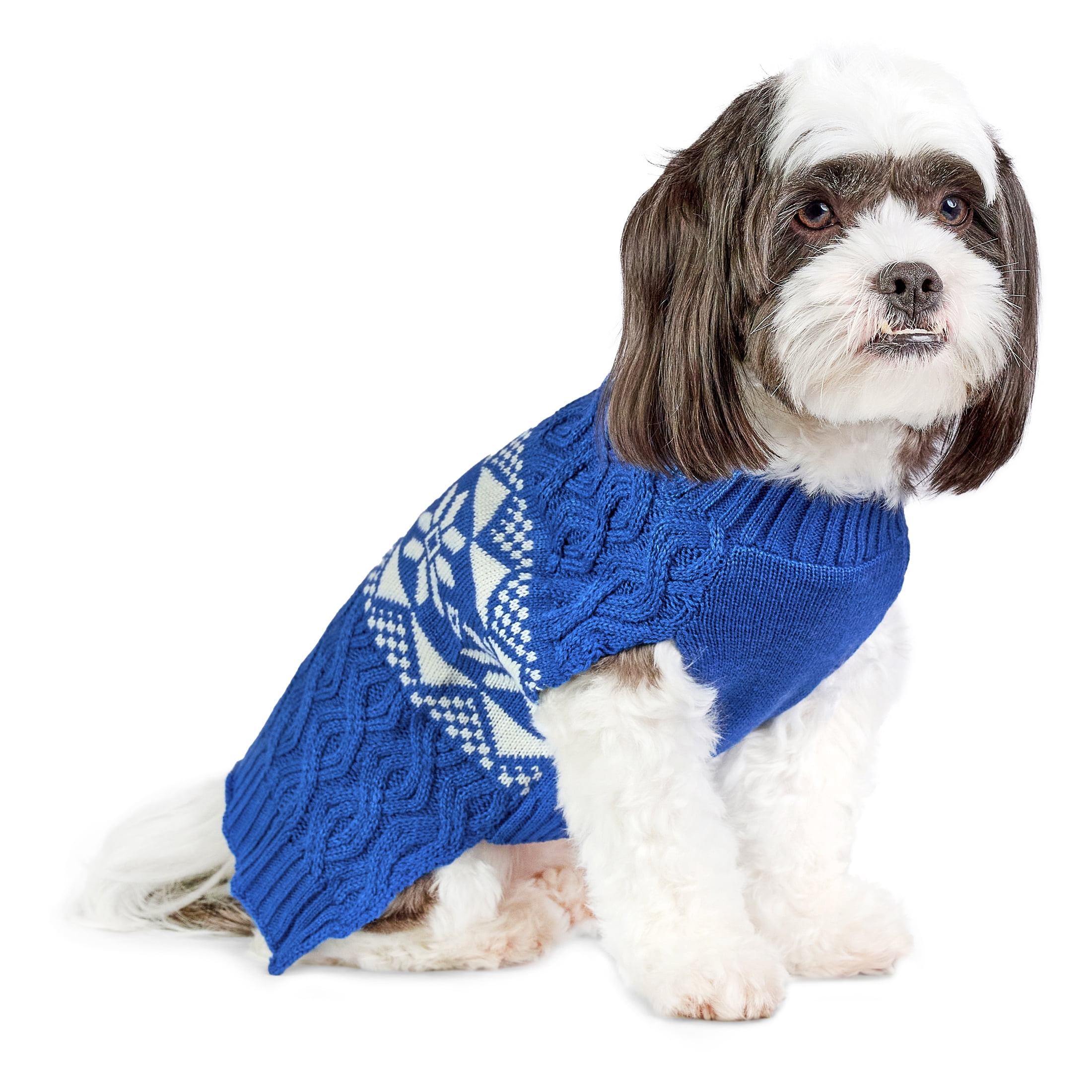Vibrant Life Holiday Pet Sweater for Cats & Dogs, Snowflakes, Blue, Small