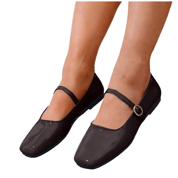 ZACPNCV Womens Plus Size Mary Jane Flats Buckle Strap Low Heel Comfort Casual Shoes Summer