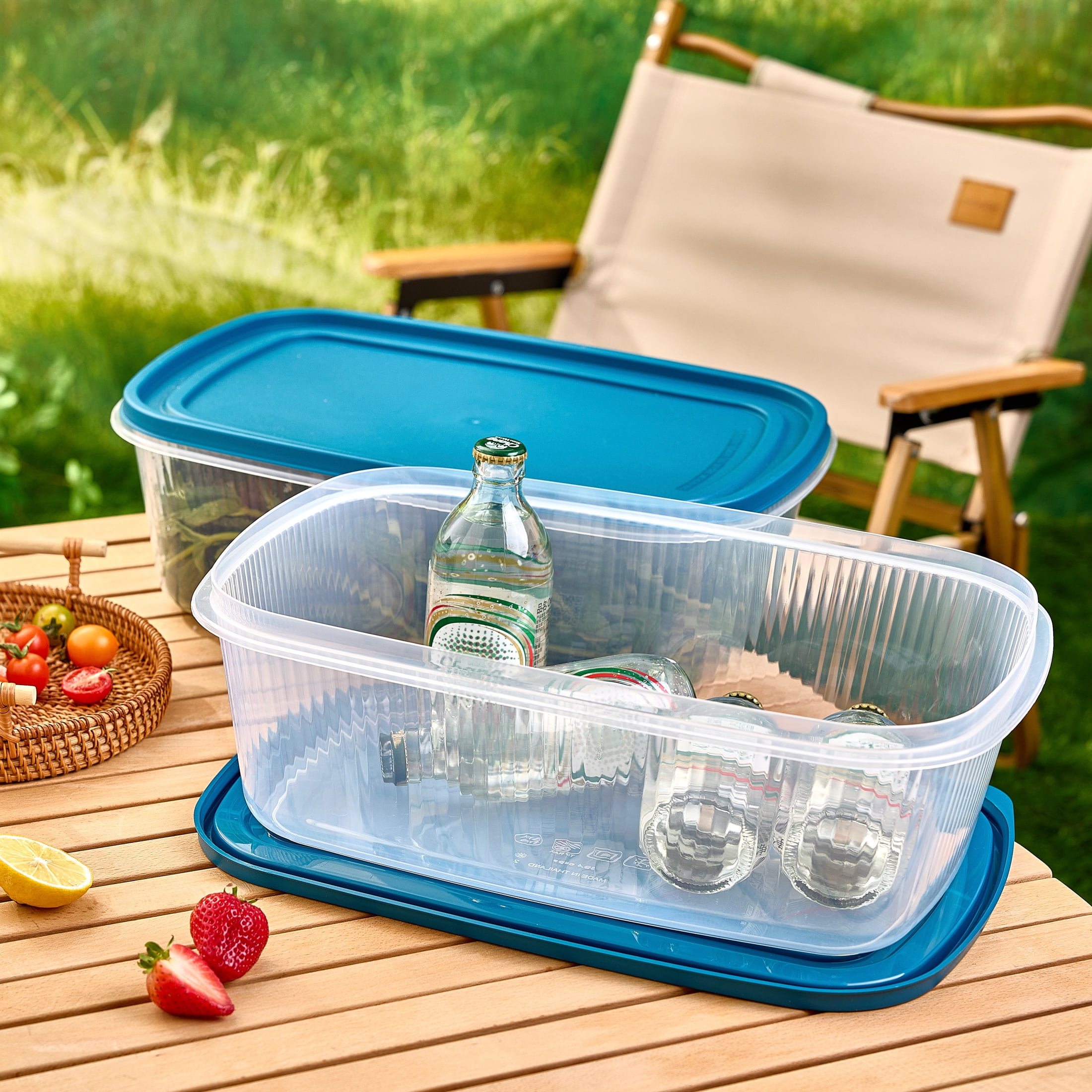 (2 pack) Mainstays Reusable Food Storage Containers,  Large Rectangle, Plastic, 2 Pack – 2 Containers with Lids, 2.5 Gallons,Ideal for Meal Planning