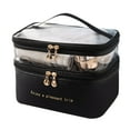 thumbnail image 2 of TUTUnaumb Double-layer Cosmetic Bag Makeup Organizer Bag Travel Accessories Dorm Room Essentials Toiletry Bag Solid Color Portable INS Fashion Waterproof Portable Large Capacity Storage Bag-Black, 2 of 3
