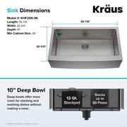 KRAUS Standart Pro 36 Apron Front Farmhouse 16 Gauge Single Bowl Stainless Steel Kitchen Sink