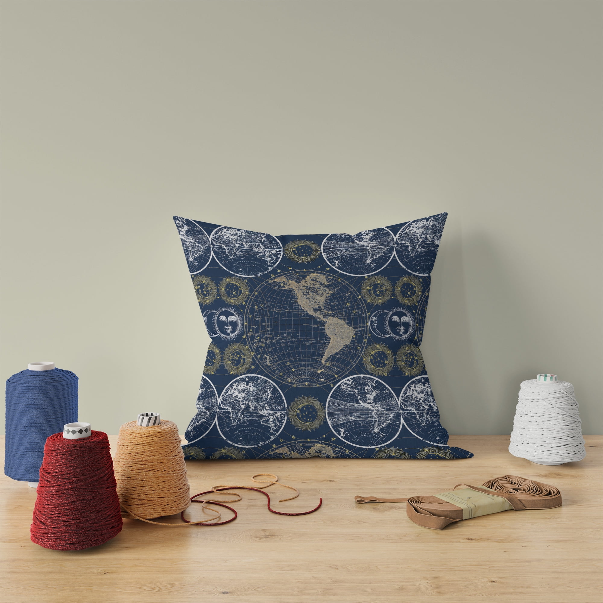 Half-Yard 100% Cotton Celestial Maps, Blue, 44" Wide for Quilting & Sewing by David Textiles