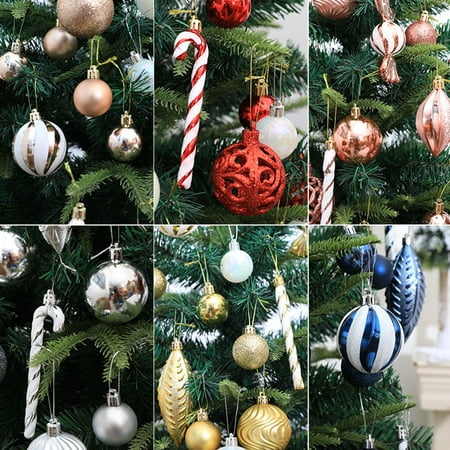 

Yirtree 40Pcs/Set Christmas Balls Candy Leaf Crutch Hanging Ornament Party Scene Layout Decoration Accessories Hanging Balls Christmas Tree Pendant Home Decor Holiday Gift