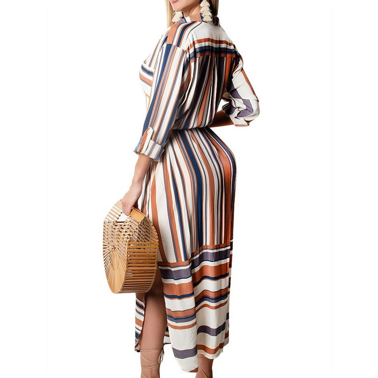 Dress with stripes top down the side