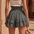 thumbnail image 6 of Women's Summer Cotton Ruffle Shorts Elastic High Waist Casual Layered Shorts Tennis Golf Comfy Shorts Gray M(M), 6 of 6