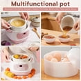 thumbnail image 4 of Pink 1L Ceramic Slow Cooker with Steamer Basket, 200W  Electric Stew Pot for Soups and Porridge, 4 of 6