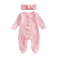 thumbnail image 1 of Baby Bodysuit For Boys And Girls Long Sleeve Footed Romper with Snap Closure In Solid Colors For Fall And Winter Infant Wear, 1 of 6