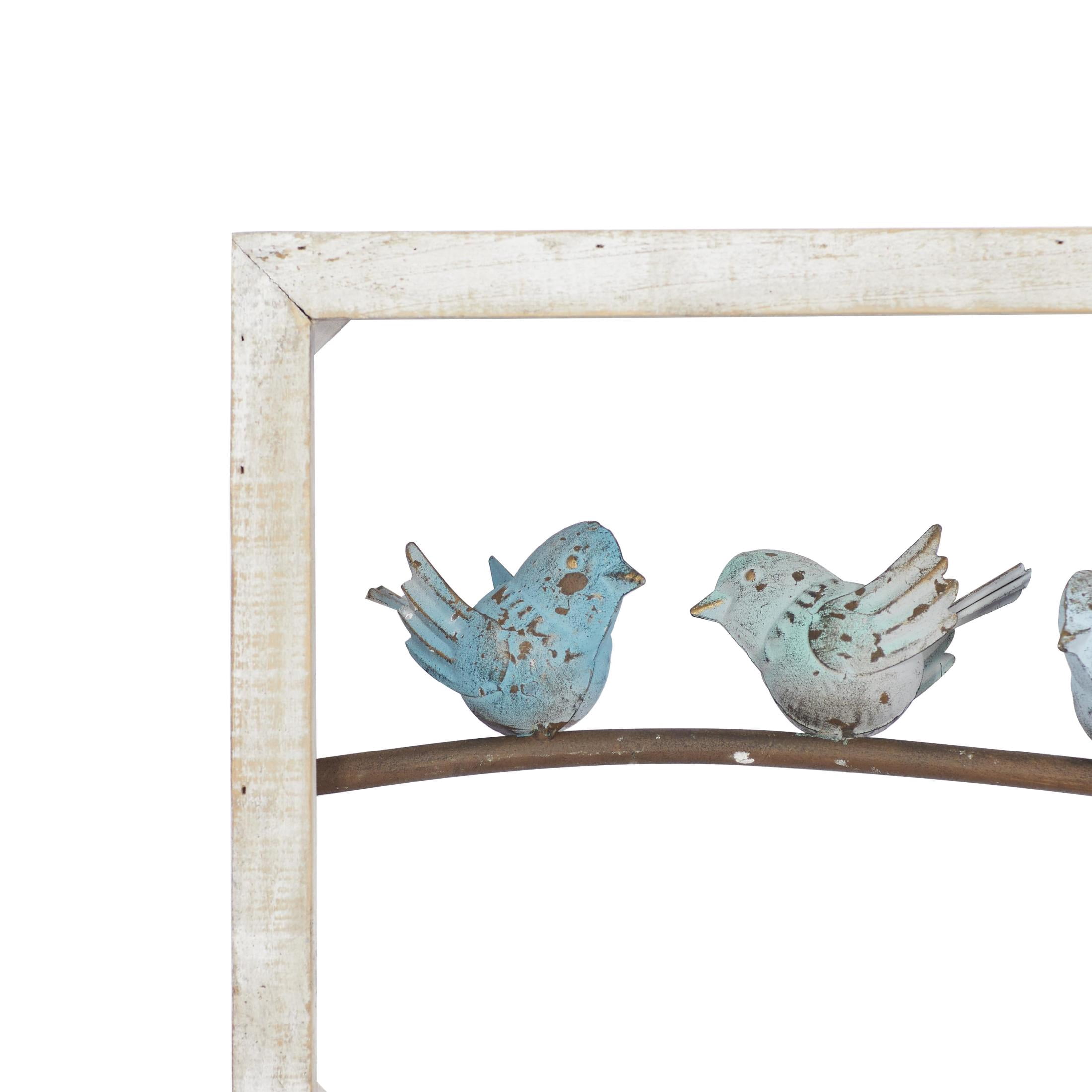 DecMode White Metal Bird Wall Decor