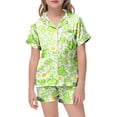 thumbnail image 5 of JIAYUE Girl's Kids Pajamas Casual Adorable Graphic Print Soft Sleepwear Short Sleeve Turndown Collar With Pockets Top And Pants Comfy Nightwear For Toddlers Bedtime Outfit Loungewear,3-4 Years, 5 of 5