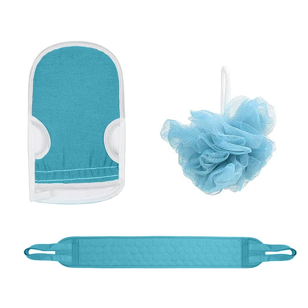 Exfoliating Back Scrubber, Exfoliating Glove and Bath Sponge Set for