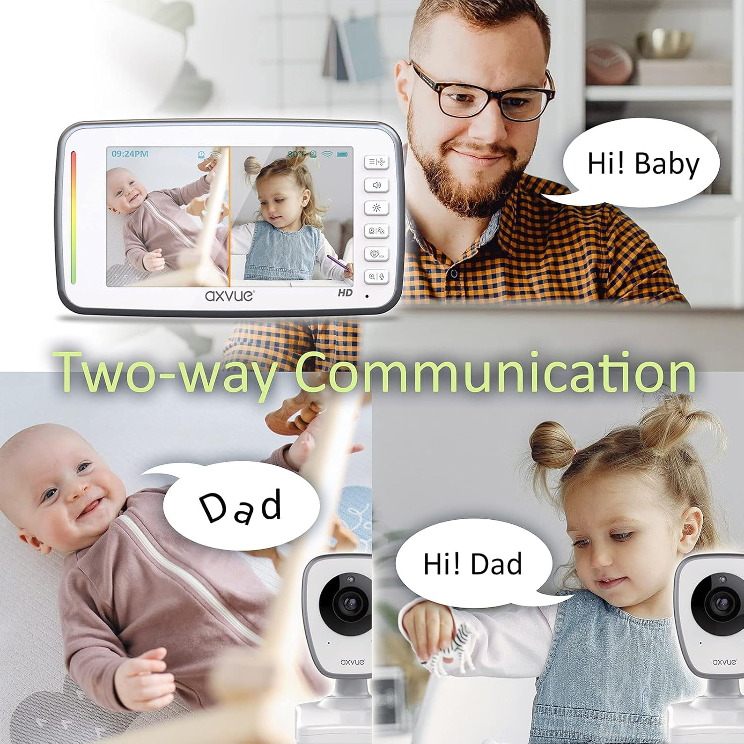 Axvue A1HD Video Baby Monitor 720P Full HD 5.0" IPS Screen + 2 Camera™