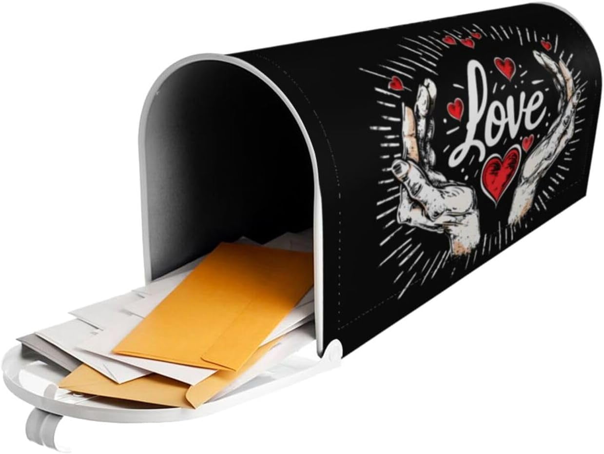 Love Mailbox Covers, Black Magnetic Post Box Cover Wraps Standard Size 21x18 in for Garden Yard Decor