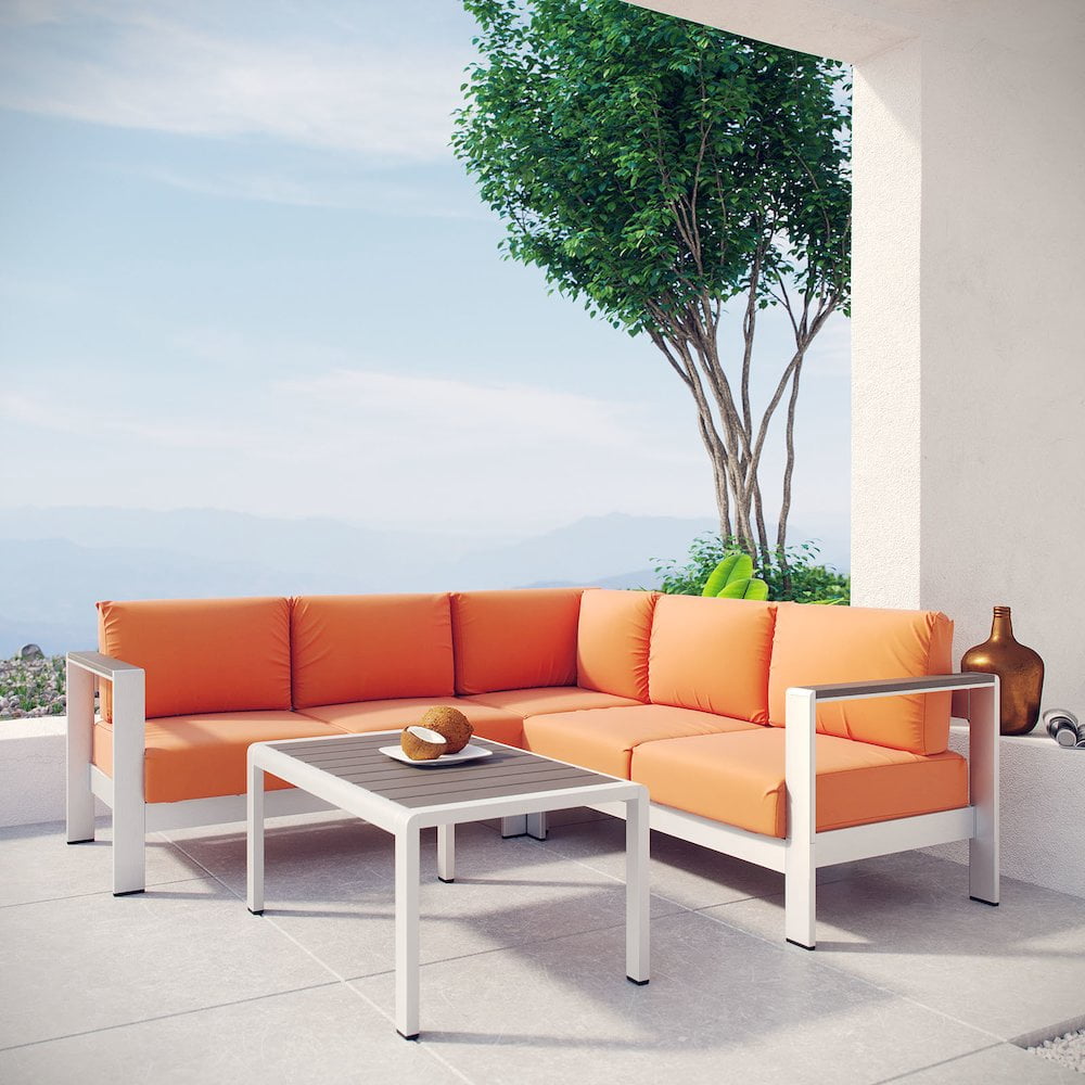 Shore 4 Piece Outdoor Patio Aluminum Sectional Sofa Set-EEI-2559