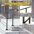 thumbnail image 3 of BENTISM Iron Handrail Stair Railing Hand Rail Kit Fit for 0-2 Step Outdoor Black, 3 of 9