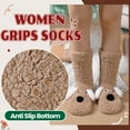 thumbnail image 5 of Womens Slipper Fuzzy Grips Socks Fluffy Winter Warm Funny Cute Animal Thermal Non Slip Fleece Cozy Socks Christmas, New Year, and Birthday Gifts (Coffee), 5 of 9
