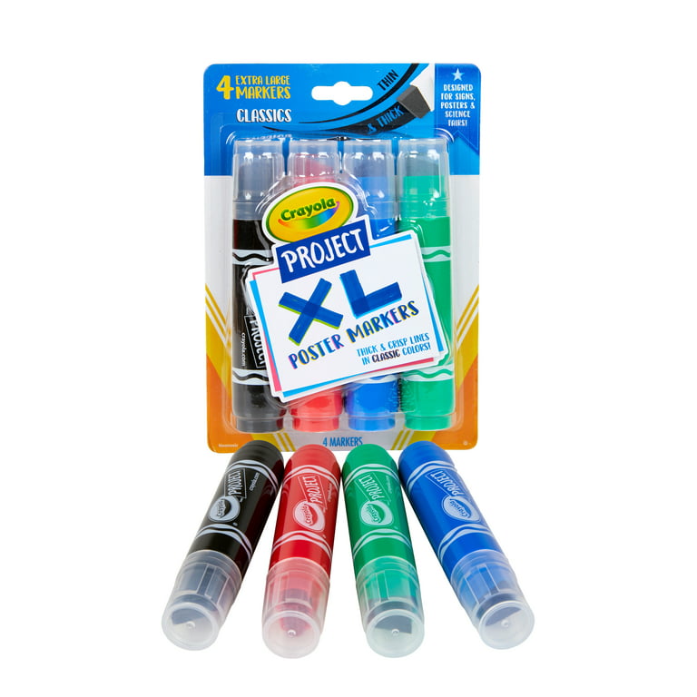 Crayola Project Extra-Large Poster 4 Washable Markers, Assorted Colors,  Child