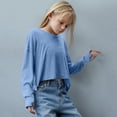 thumbnail image 4 of Back to School Clothes for Teen Girls Cute Preppy Short Sleeve Open Back Gym Shirts Backless Yoga Workout Crop Tees Shirts for Teens, 4 of 8