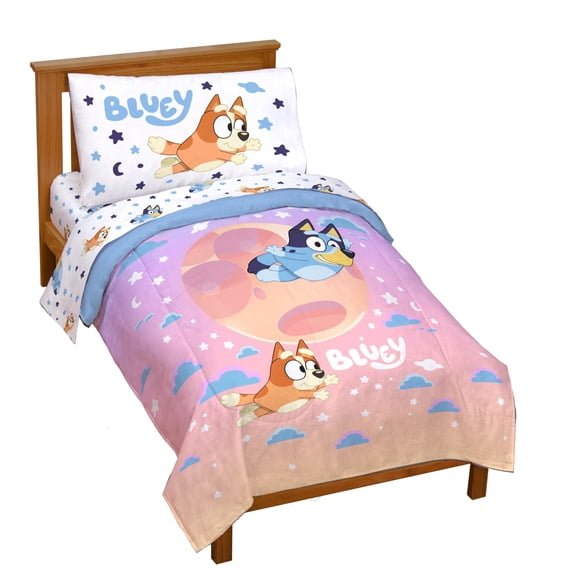 Set de edredón Jay Franco Bluey & Bingo para niños pequeños, 4 piezas