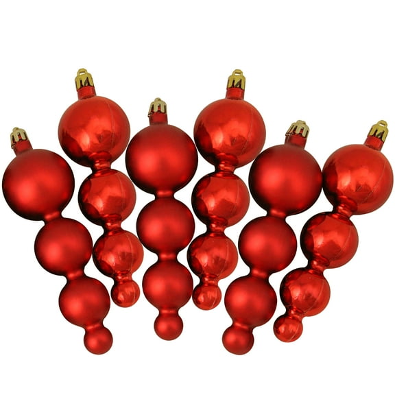 Northlight 6ct Shiny and Matte Finial Shatterproof Christmas Ornament Set 5.75" - Red