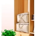 thumbnail image 4 of Breathable Canvas Cotton Soft Storage Bags with 3-side Zip Handles, Bedding, Sweaters, Clothes Organizer in Wardrobe, Beige, 2pcs, 4 of 6