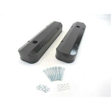 Pontiac 326-350-400-455 Fabricated Aluminum Valve Covers with Hole, Black Anodized